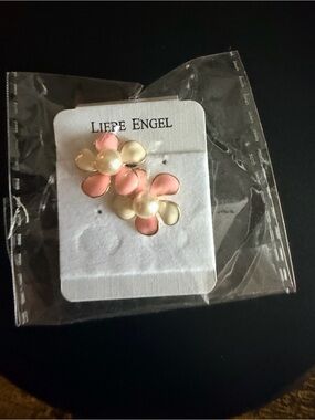 Pink & Cream Floral Stud Earrings